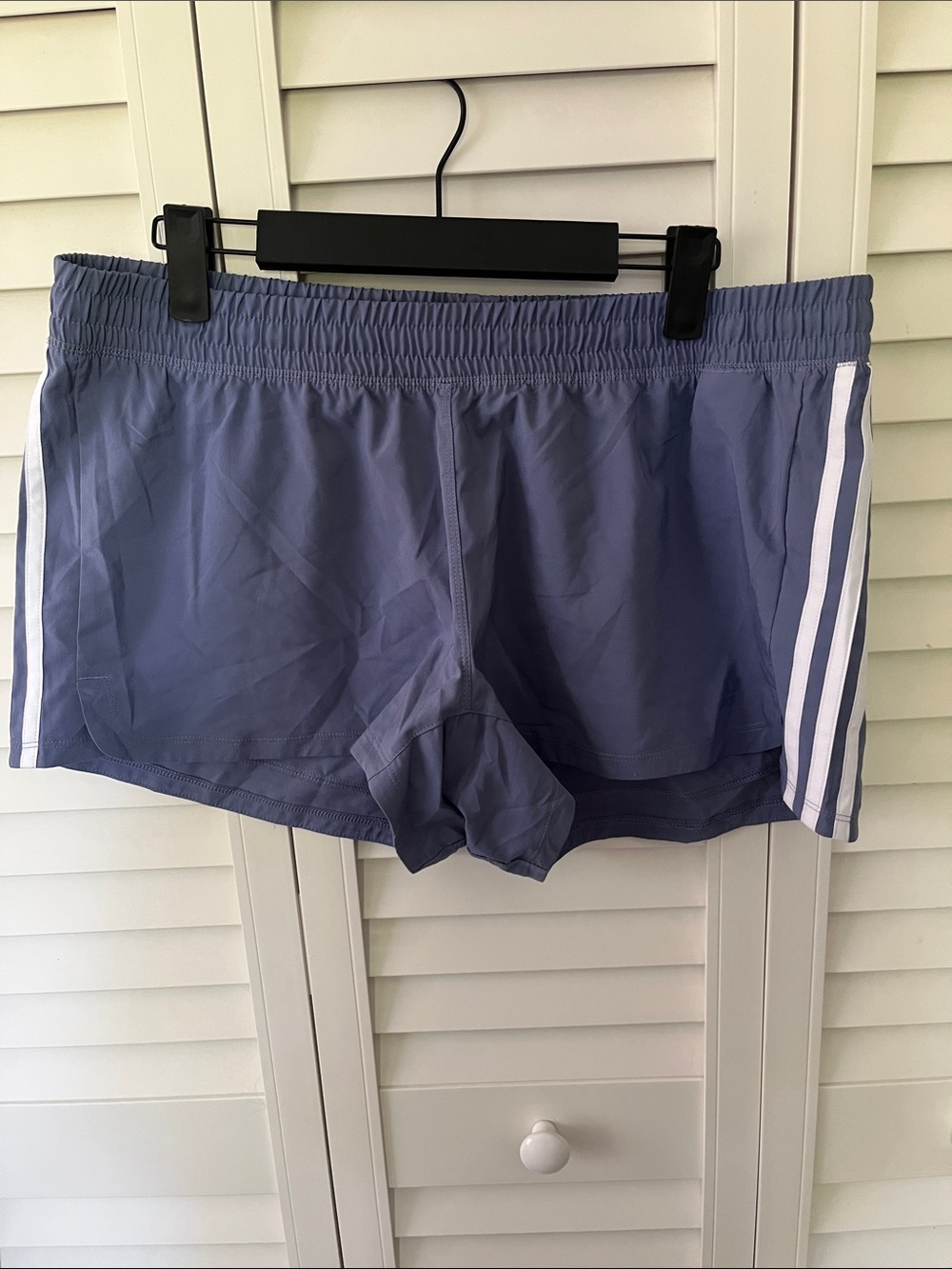 adidas Slate Blue Athletic Shorts with White Side Stripes